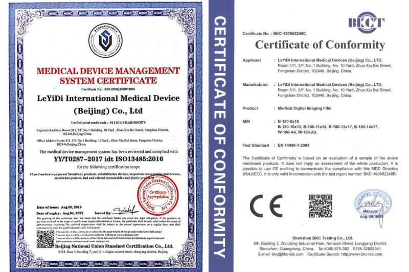 Good Quality ISO 13485 Medical X-ray Film for Inkjet Printer