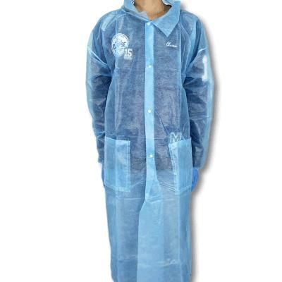 Cheap White Disposable PP Non Woven Lab Coat with Buttons and Pockets