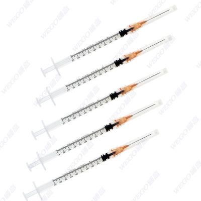 Wego Brand Hot Sale Disposable Hyppodermic Syringe Luer Lock 1ml Syringe with Needle