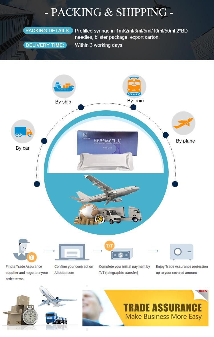 Heremefill High Quality Double Cross-Linked Hyaluronic Acid Dermal Filler to Remove Wrinkles and Crow′s Feet Dermal Filler