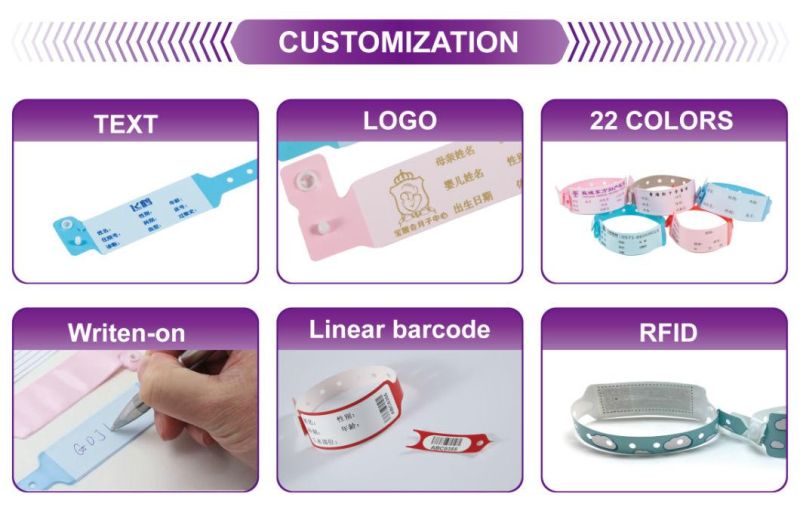 One Time Use Printable Thermal Barcode Hospital ID Band for Patients