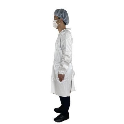 Supplier Direct Sales Safety Coverall Dust-Proof Working Uniform PP+PE White Disposable Lab Coat