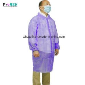 Economic Disposable nonwoven lab coat, SMS/SBPP/PP lab coat, visitor coat with snaps, no pocket