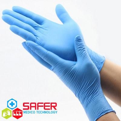 Disposable Medical Examination Blue Nitrile Gloves Powder Free