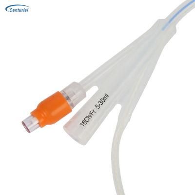 Medical Equipment Innocuous 100% Pure Silicone Foley Catheter with Temperature Sensor Probe