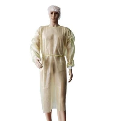 PP+PE Yellow Lightweight Visitor&prime; S Gown Isolation Gown Disposable Operating Garment Waterproof Gowns