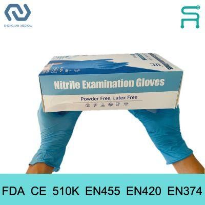 510K En455 Powder Free FDA CE Disposable Nitrile Examination Gloves
