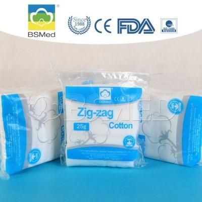 Absorbent Medical Soft Zig-Zag Medical Cotton Wool FDA Ce ISO Certificate