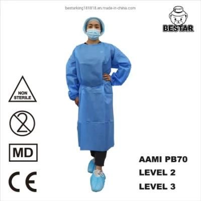AAMI PB70 Level 2/3 Disposable Nonwoven SMS Hospital Medical Isolation Gown