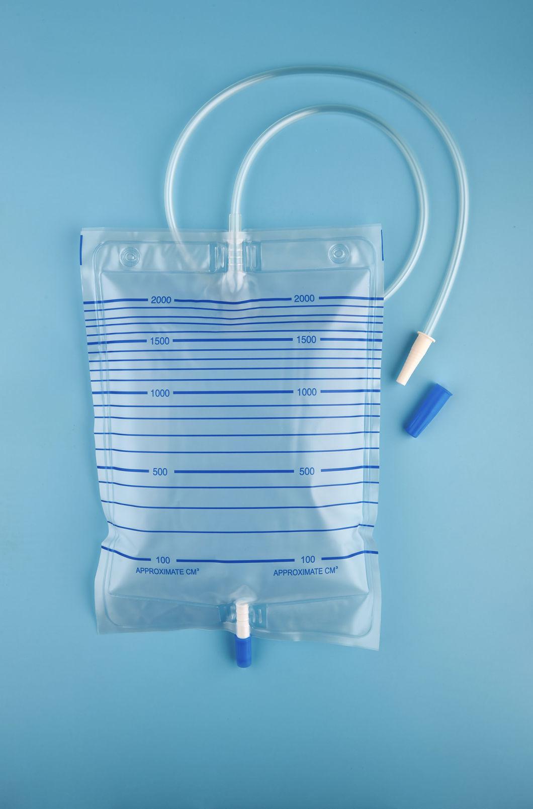 CE Approved Disposable Urinary Urine Bag with T Valve/Cross Valve, 1500ml/2000ml