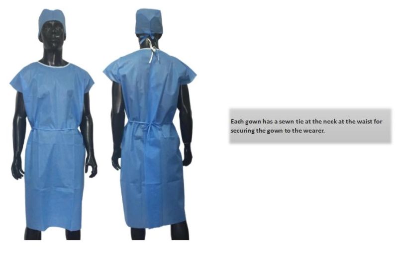 Disposable Hospital Non Woven Dark Blue Patient Gown SMS PP Surgical