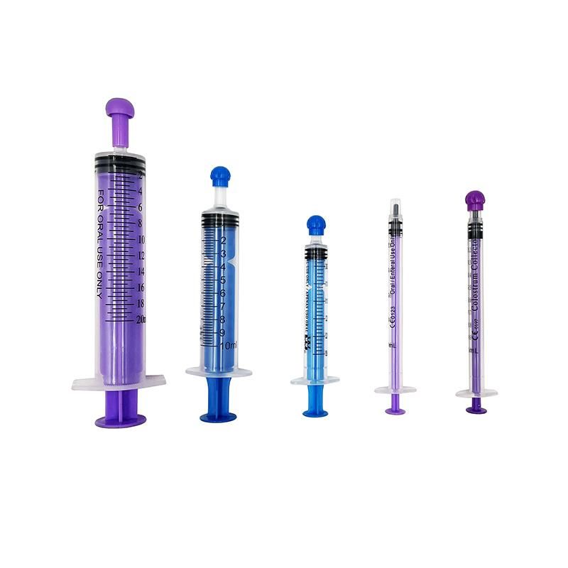 Teamstand Colorful Various Sizes Disposable Medical Oral Feeding Syringe with Caps