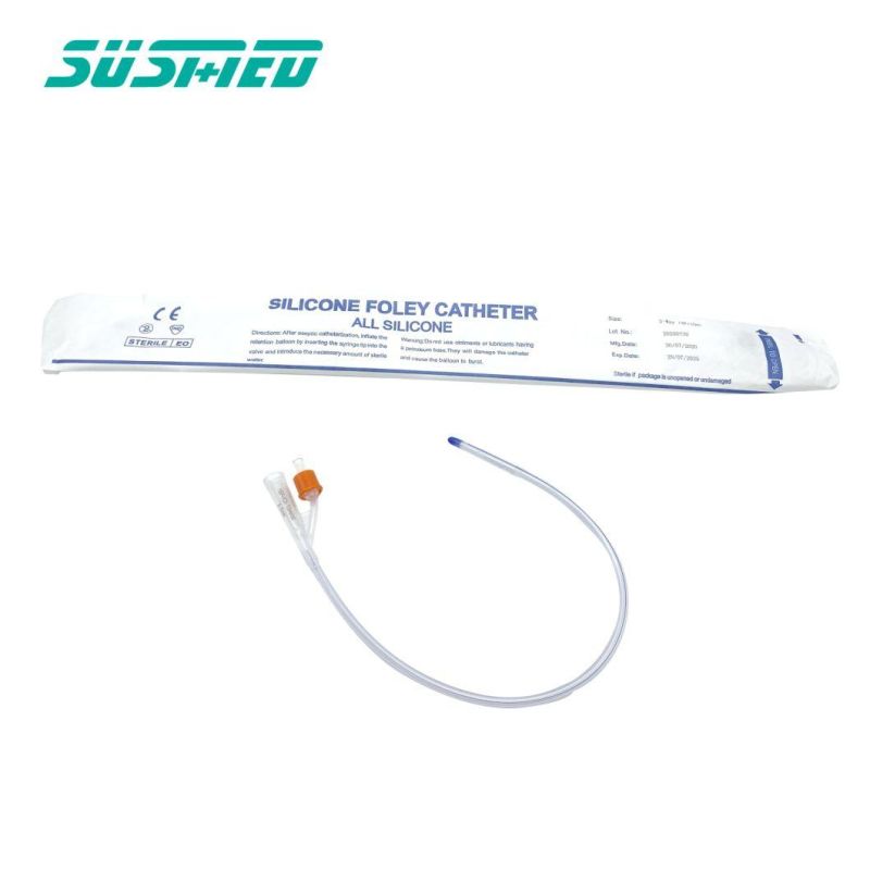 Disposable Medical 100% All Silicone Balloon Silicone Foley Catheter