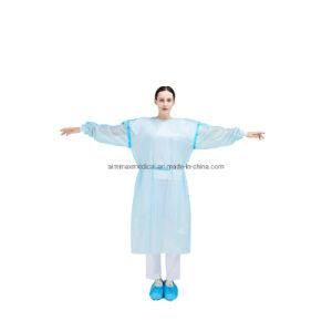 Waterproof Long Sleeve Non Woven PE Laminated Level 1 Isolation Gown Disposable