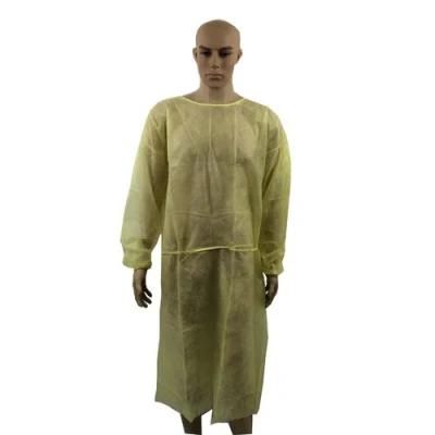 Disposable PP Non Woven Fabric Breathable Yellow PPE Isolation Gown
