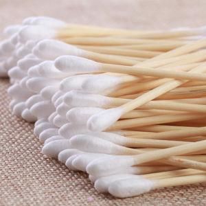 Factory Wooden Bamboo Swab with Cotton Tip
