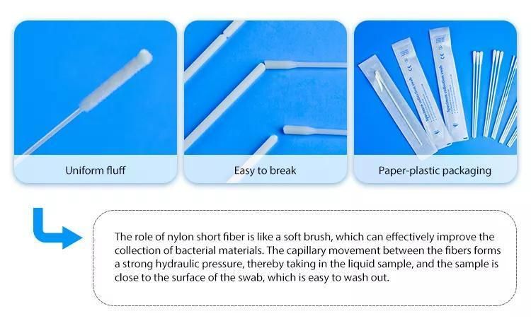 HD5 Medical Disposable Specimen Collection Sterile Nylon Flocked Nasopharyngeal Swab Throat Oral Nasal Swab