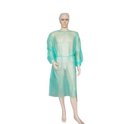 Medical Non Sterile 40 GSM Non Woven Green PP PE Plastic Waterproof Disposable Isolation Gowns