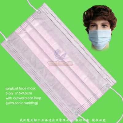 Disposable Polypropylene 3 Layer Nonwoven PP Medical Face Mask with 3-Ply