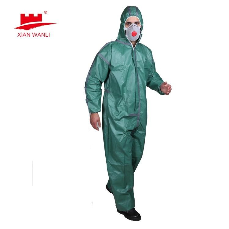 Disposable Nonwoven Microporous SMS PP Sf Protection Suits Coveralls Combined Boot Blue Taped Seamed Coveralls