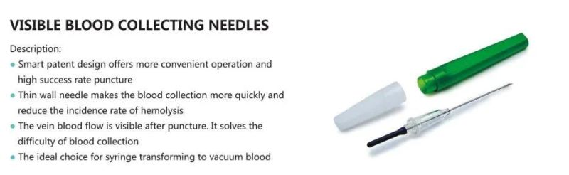Medical Disposable Blood Collection Needle, Visible Blood Colleacting Needle 20g X 1 1/2′ ′