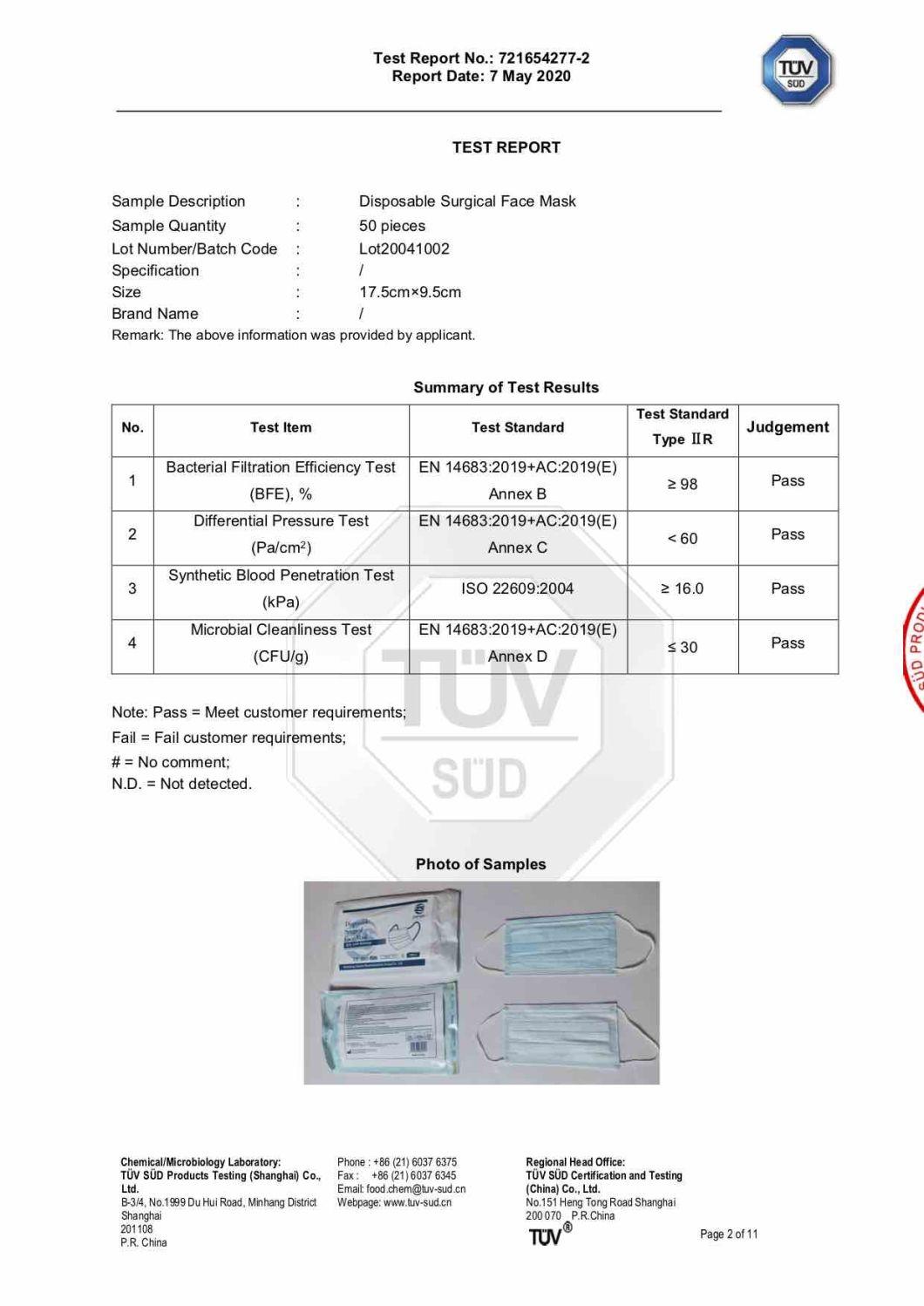 Hospital Use Disposable Medical Surgical Face Mask Type Iir Face Mask