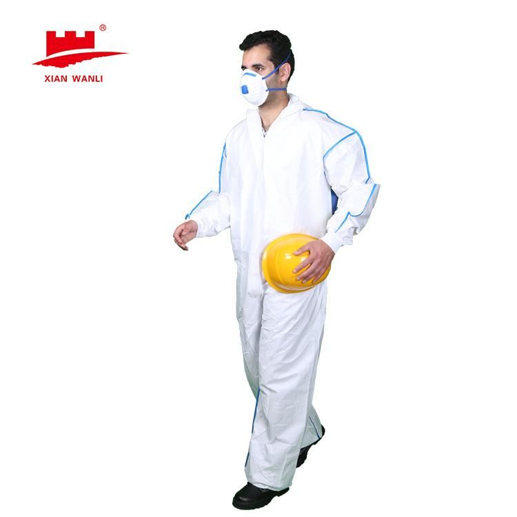 Design PP Disposable Non Woven Coverall Blue Breathable Coveralls