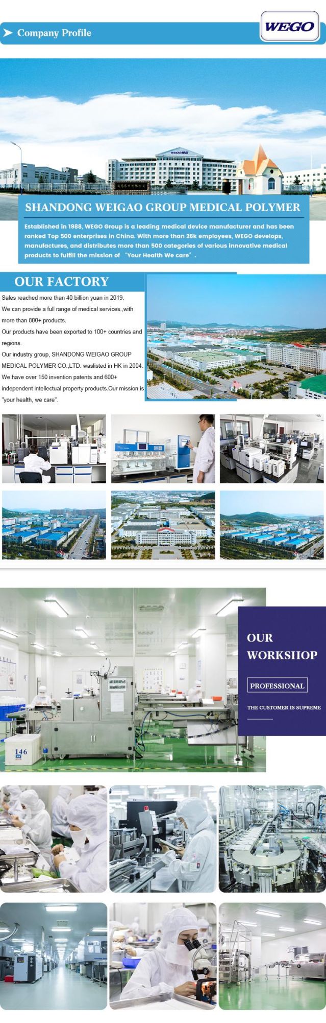 Wego China Factory Supplier Medical Sterile Urine Drainage Bag 2000ml Urine Bag for Adult