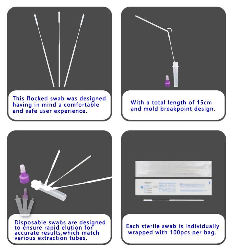 Disposable Cotton Swab Sampling Swab Manufacturer Nasal Swab (15cm/5.2cm)