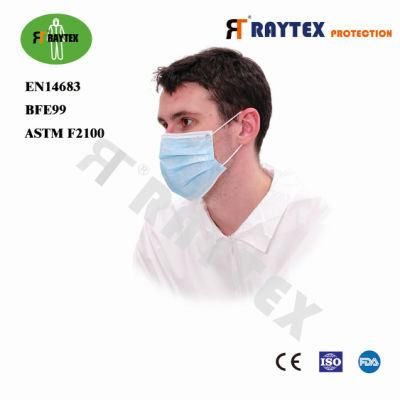 Highest Quality 3ply Blue White Pink Disposable Nonwoven Face Mask 3ply Surgical Face Mask with En14683 Typeiir Standard Ce