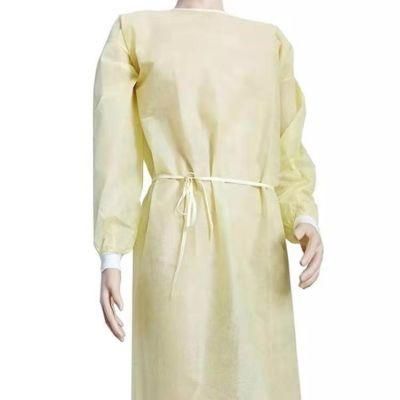 Floor Price Selling PP+PE Disposable Isolation Gown with Knitted Cuff PPE