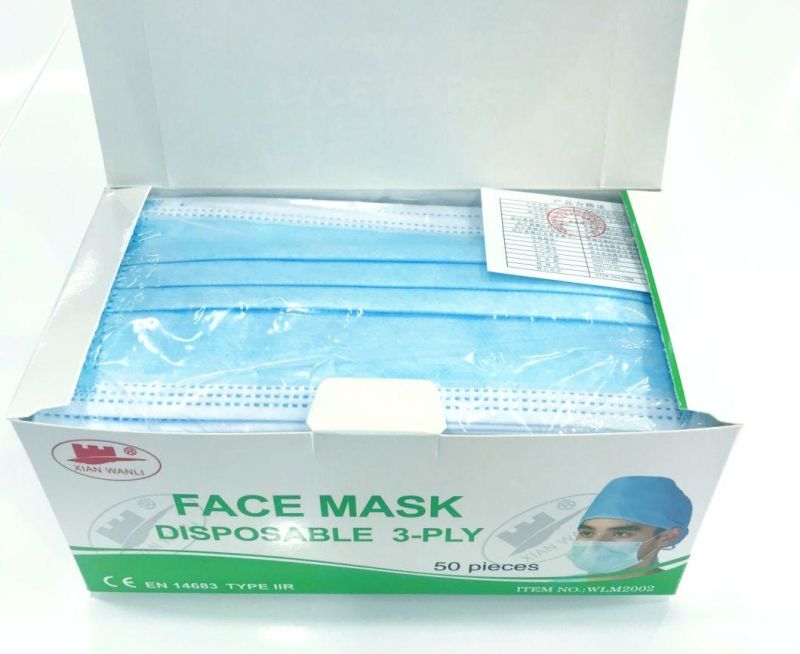 Xianwanli 3 Layers Disposable Blue Facial Mask with Shield