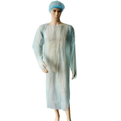 Desechable CPE Pechera Disposable Apron with Sleeves and Thumb Loops Disposable Waterproof Plastic Gown PE Isolation Gown