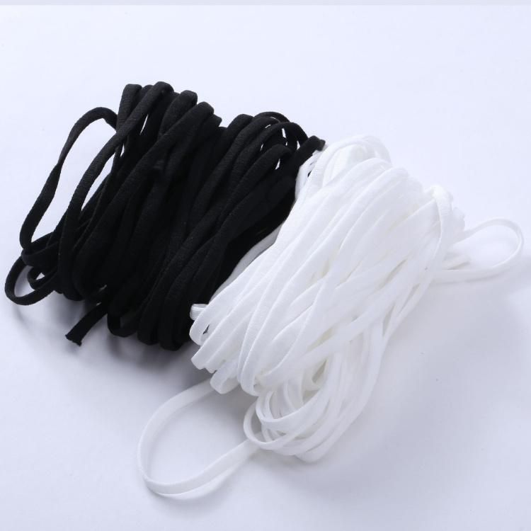 Elastic Earloop 2.5mm 3mm 5mm 7mm White Black Colorful Round Flat Earloop for Face Mask