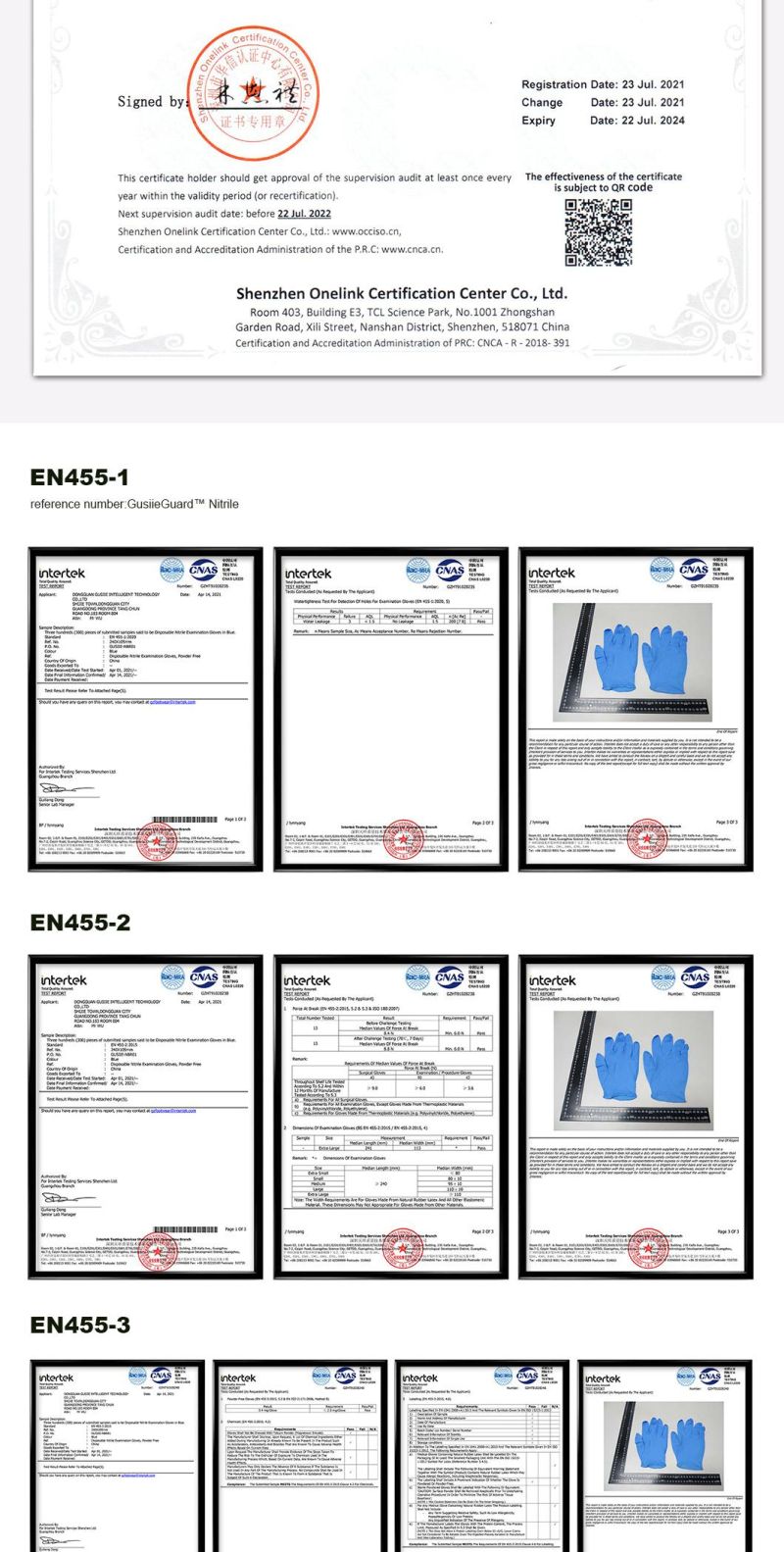 Gusiie Factory Price Disposable Medical Examation Powder Free Industrial Grade Gloves Blue Fingers Large Black Nitrile Gloves