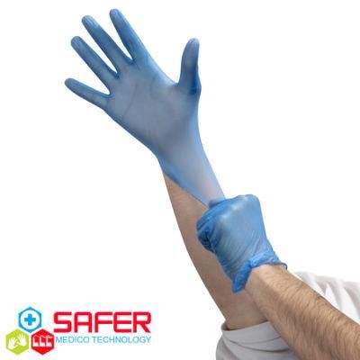 Disposable Blue Vinyl Gloves with Powder Free