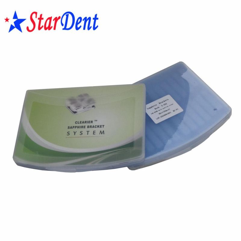 Dental Orthodontic Material Sapphire Ceramic Bracket Without Line Guide Roth/Mbt 0.022 with Hook
