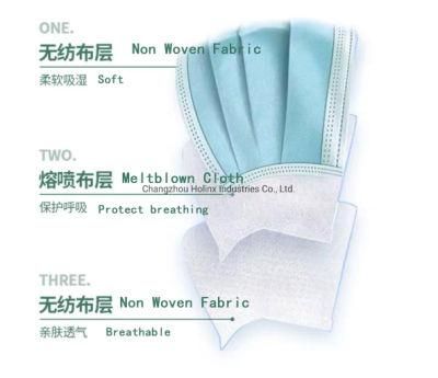3-Ply Nonwoven Disposable Hospital Medical Protective Dust Face Mask with Ce