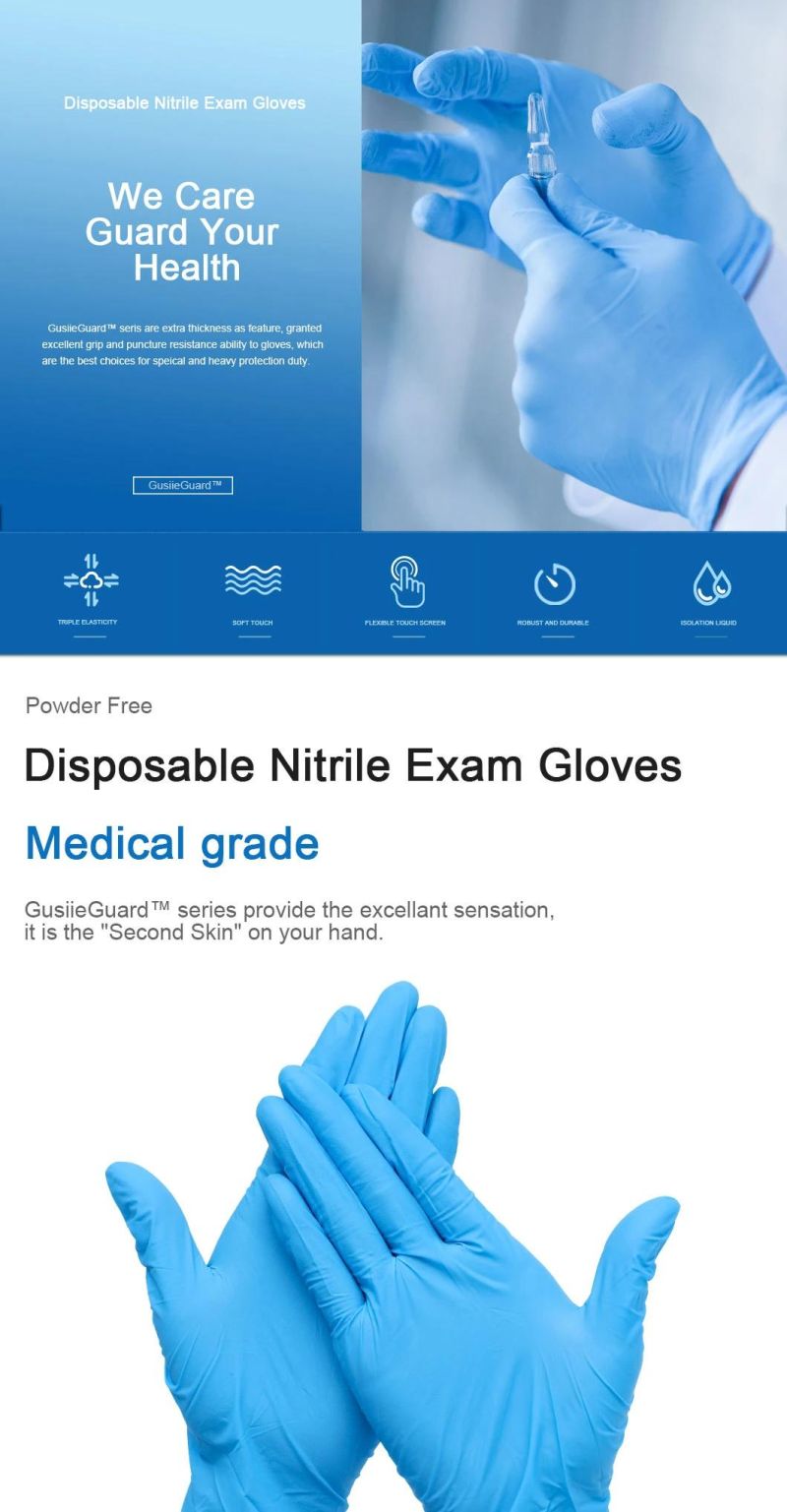 Disposable Medical Examation Blue/Black Nitrile Gloves