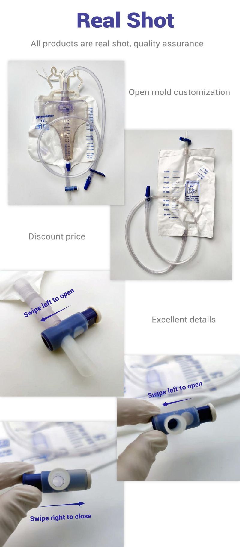 Alps Customize Catheter Male Foley Drainage Collection 800ml Urine Bag
