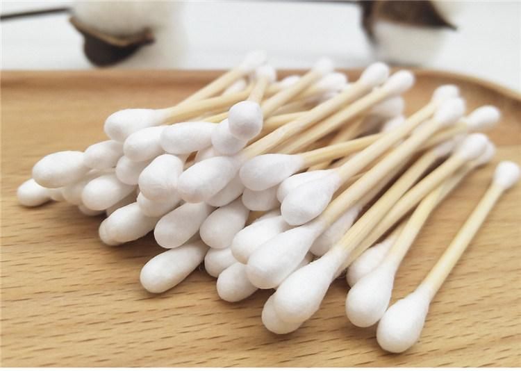 Stock Wholesale Pure Cotton Qtips for Ear Cleaning Cotton Swabs CE ISO Bamboo Cotton Buds