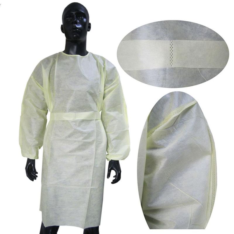 Fluid Resistant Universal Yellow SMS Isolation Gown