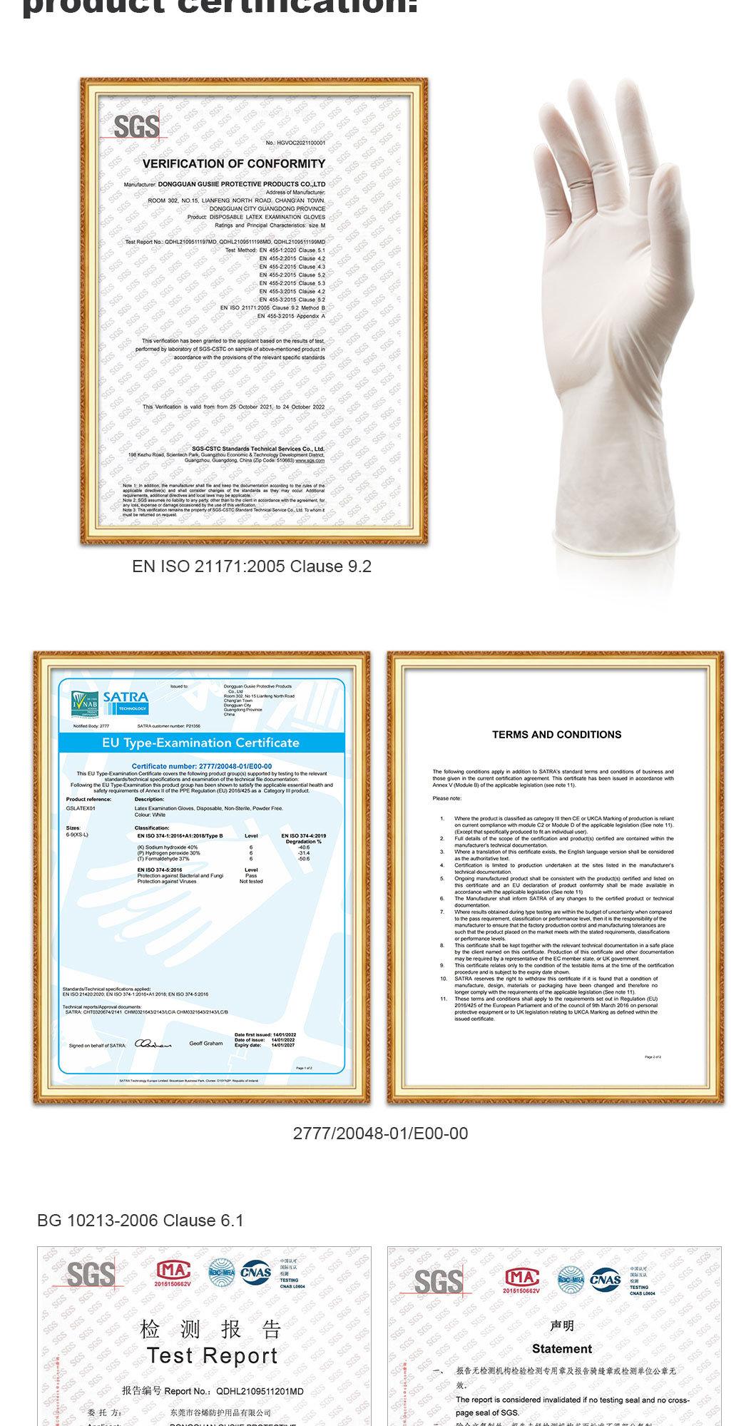 Medical Gloves Disposable Latex Examination Gloves Powder Free and Powdered Natural Rubber