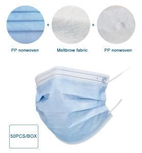 Disposable PP Non Woven 3ply Medical Surgical Face Mask with Earloop Free Samples Custom Design