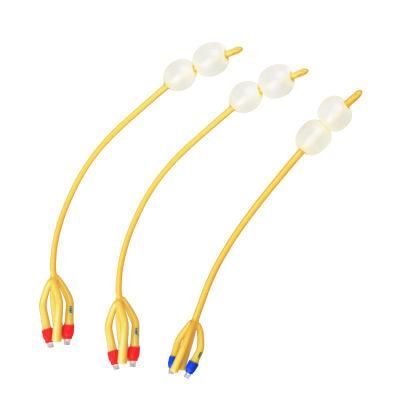 China CE ISO 4 Way Double Balloon Silicone Coated Latex Foley Catheter