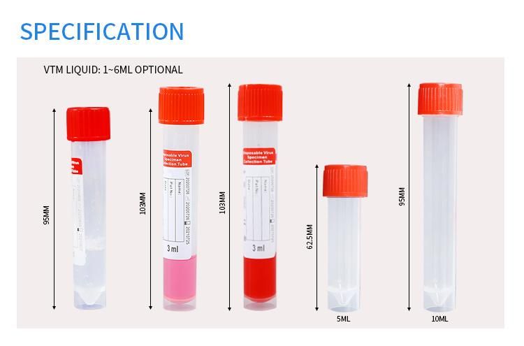 New Arrival Transport Virus Sample Storage Test Kits Vtm Tube