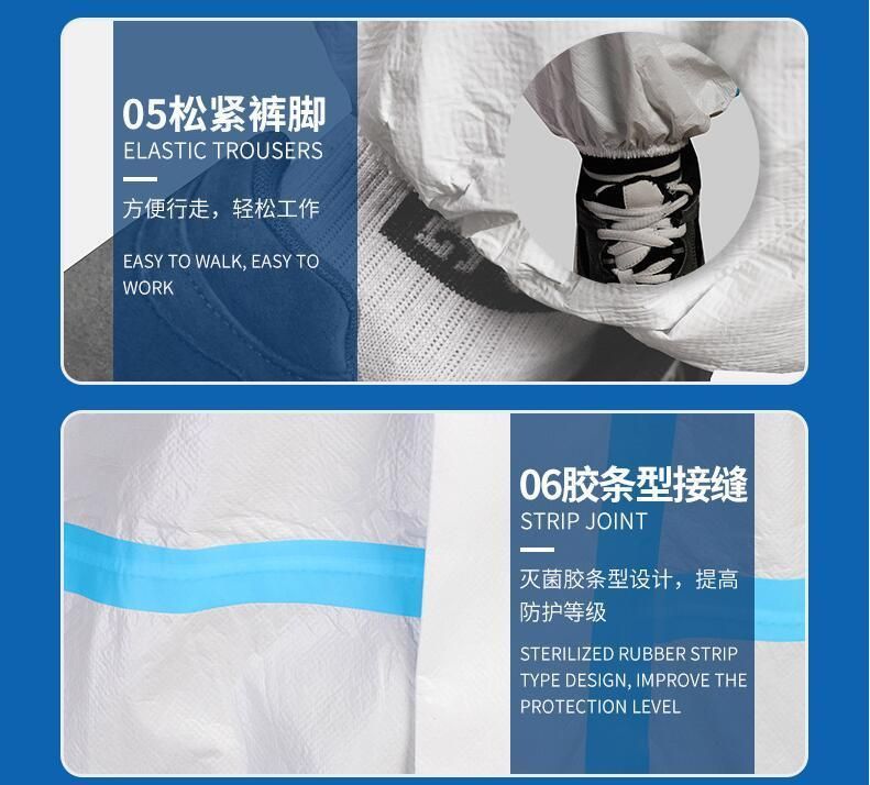 Nonwoven SMS Protection Suit Tyvek Suit Surgical Gowns Unisex Sets, Medical Unisex Scrubs Sets, Coveralls Reinforced Gowns Mameluco Descartable