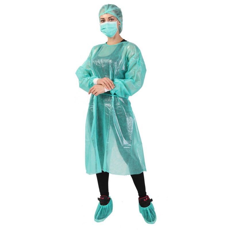 SMS Polypropylene Disposable White Lab Coat with Knit Collar and Cuff
