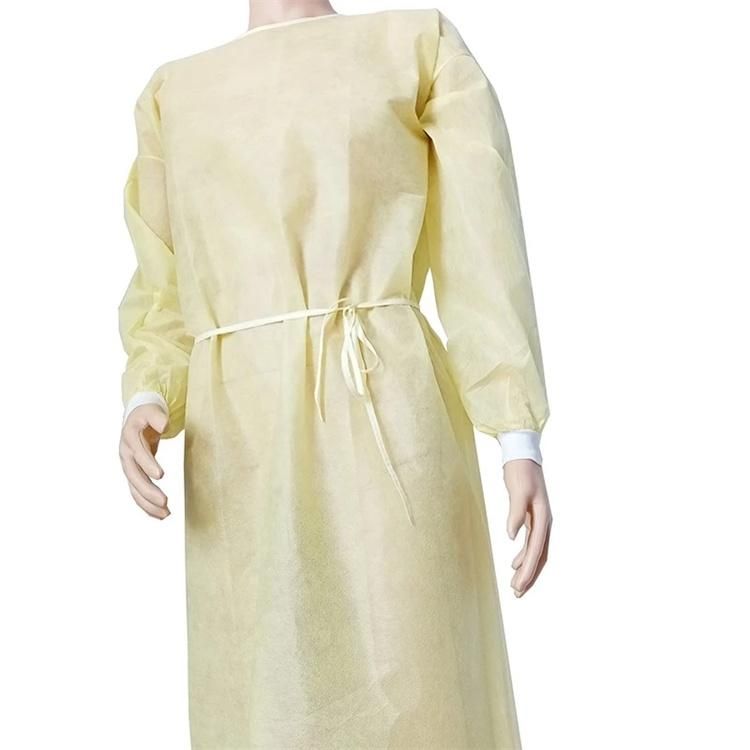 Disposable Breathable Knit Cuffs Fluid Resistant Isolation Gowns with Long Sleeve