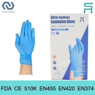 Powder Free 510K En455 Disposable Nitrile Blend Examination Gloves